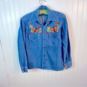 Vintage 70s embroidered jean jacket